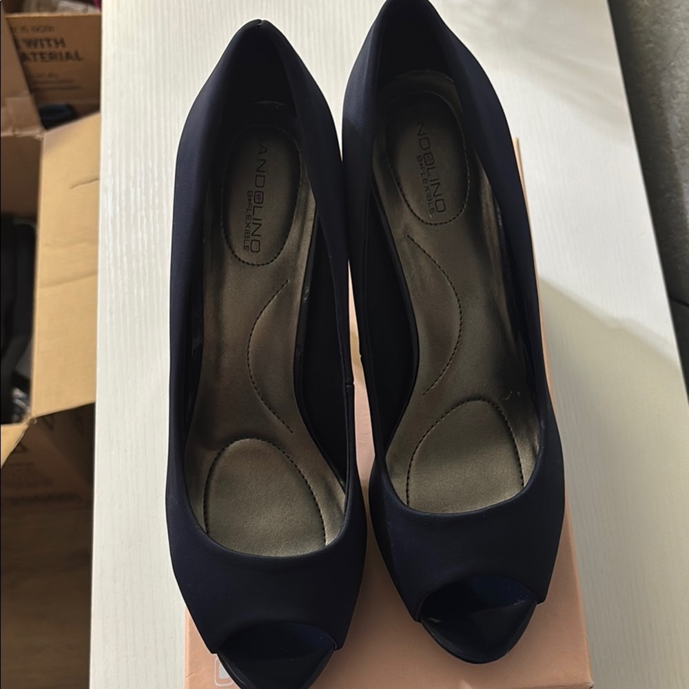 Bandolino Dark Blue Peep Toe Heels